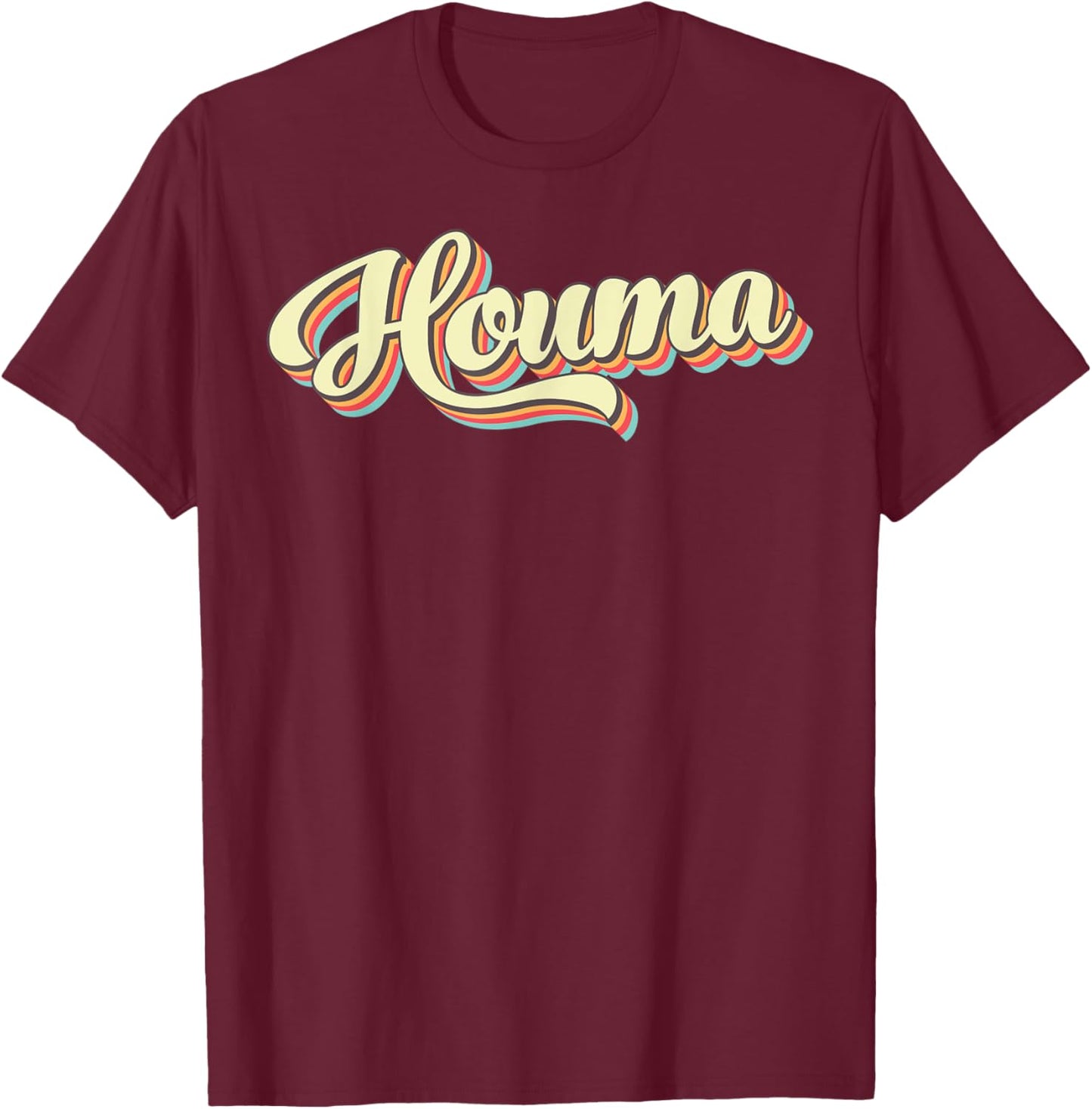 Houma Retro Art Baseball Font Vintage T-Shirt - T-Shirt | Maroon