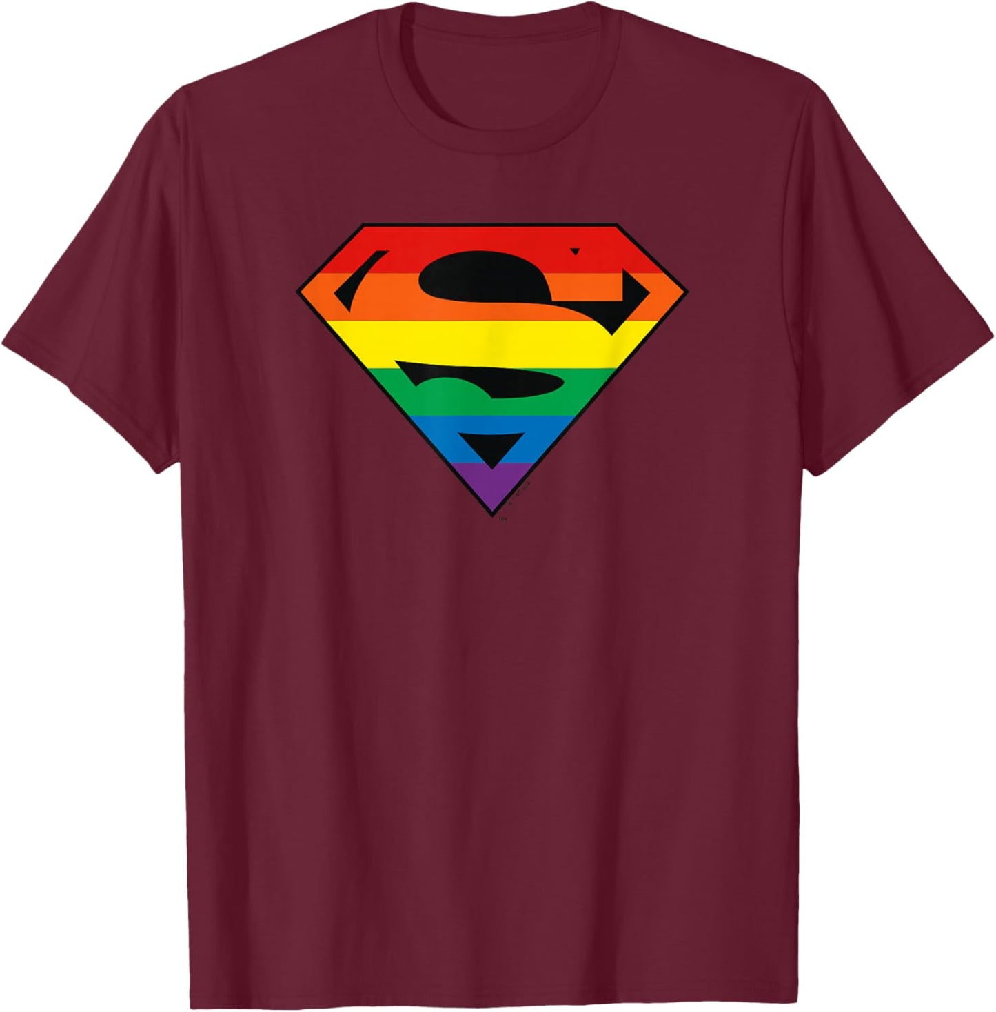DC Comics Pride Justice League Superman Rainbow Logo T-Shirt - T-Shirt | Maroon