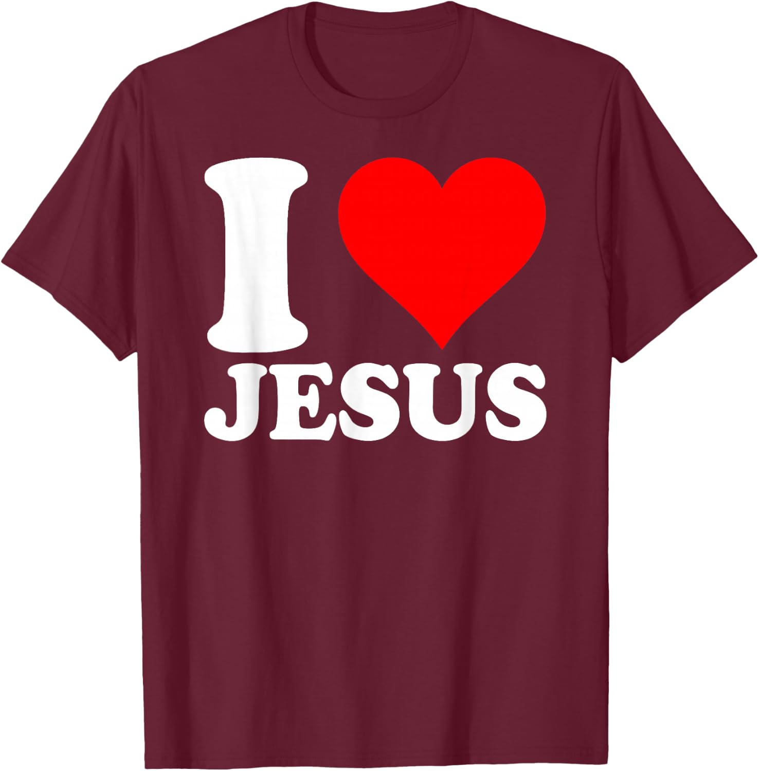 I Love Jesus Shirt I Red Heart Jesus Christian T-Shirt - T-Shirt | Maroon
