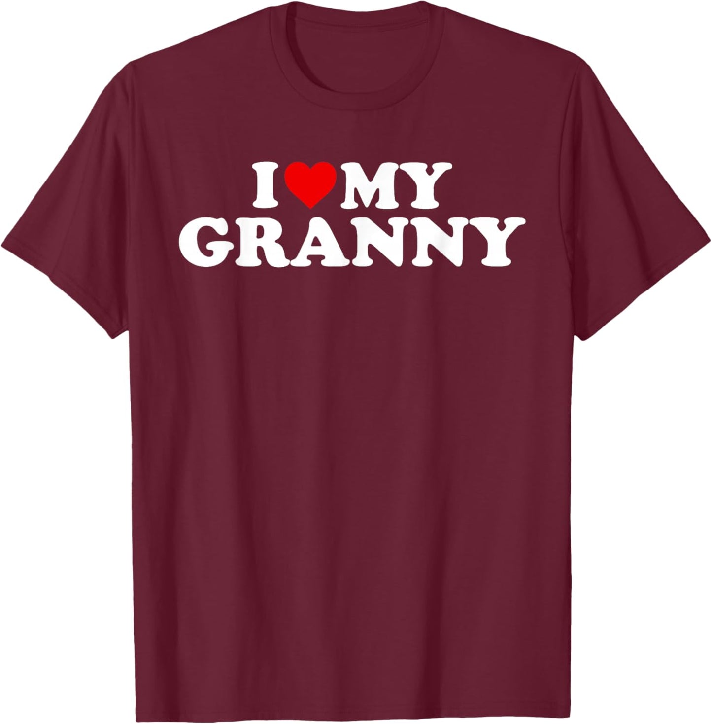 I Love My Granny - Red Heart T-Shirt - T-Shirt | Maroon