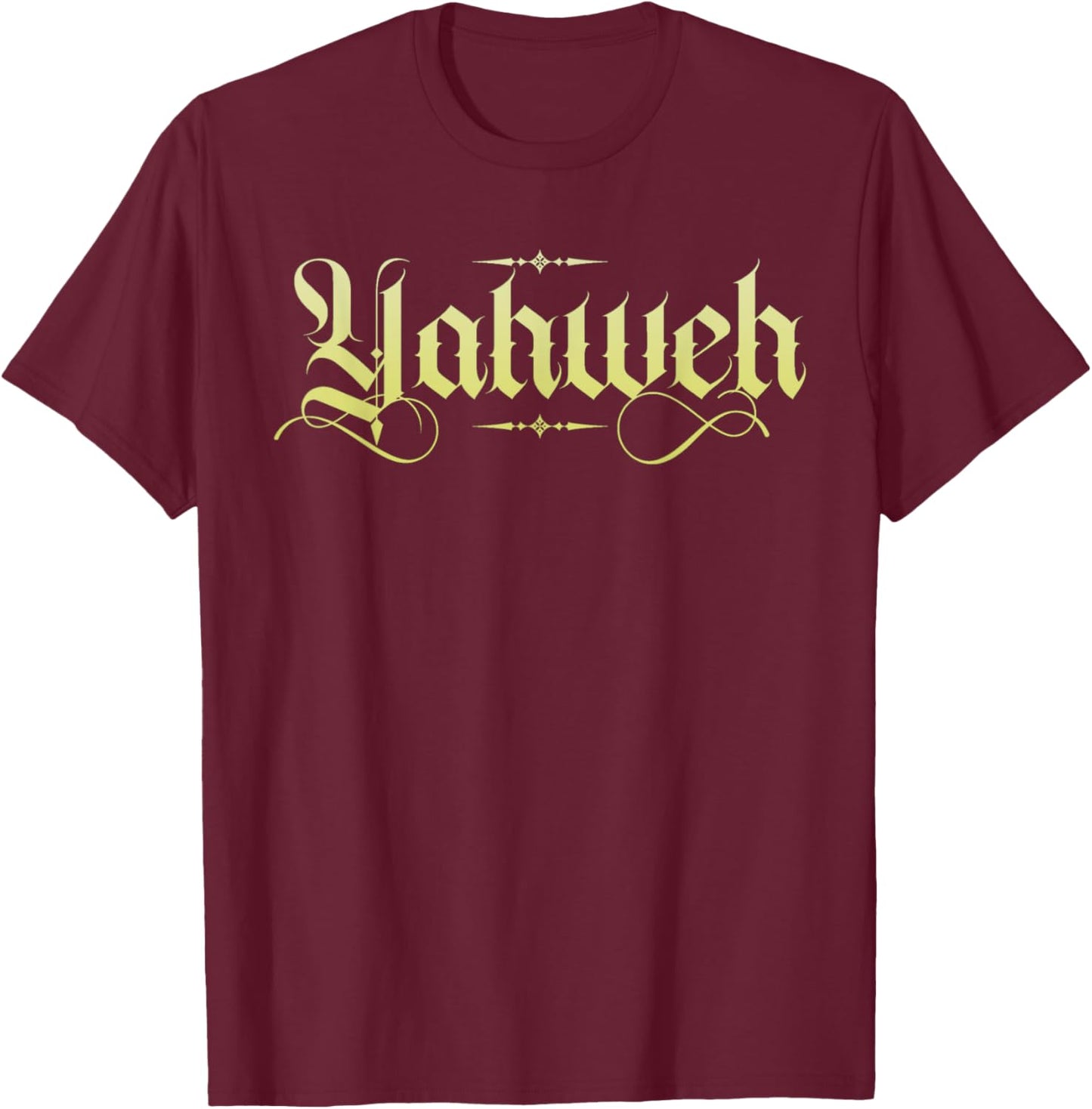 LezBCoffee Yahweh Christian Women's -Kids Black Cotton Polyester Modern Lace Embellishment Short Sleeve T-Shirt - T-Shirt | Maroon
