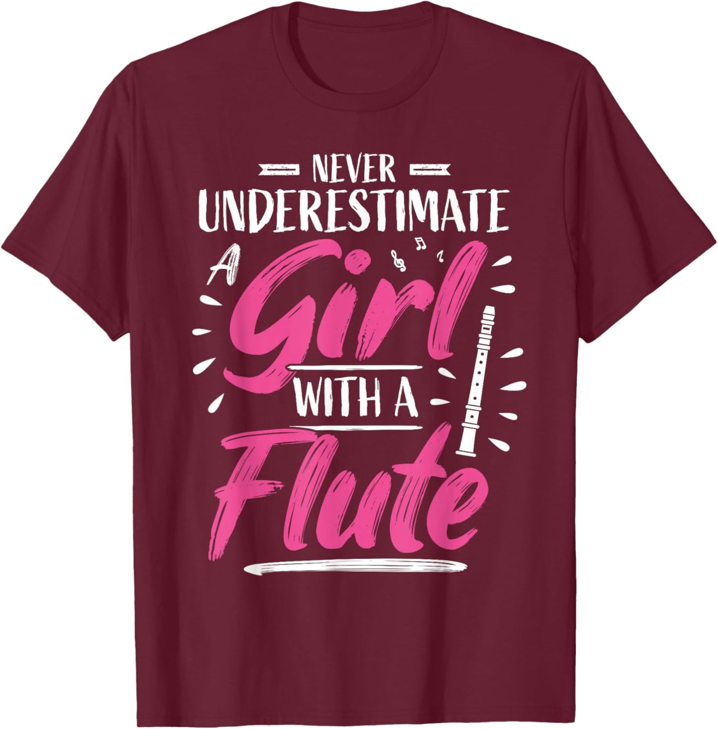 Girls Flute Player Flute Player T-Shirt - T-Shirt | Maroon