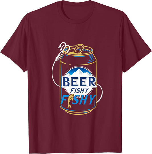 Dad Fishing Shirt - Beer Fishy - Novelty T Shirts T-Shirt - T-Shirt | Maroon