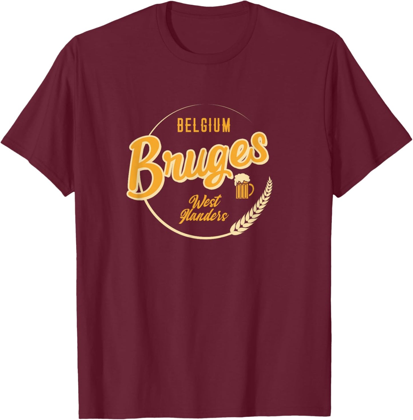 Bruges, Belgium - Belgian Retro Vacation T-Shirt - T-Shirt | Maroon
