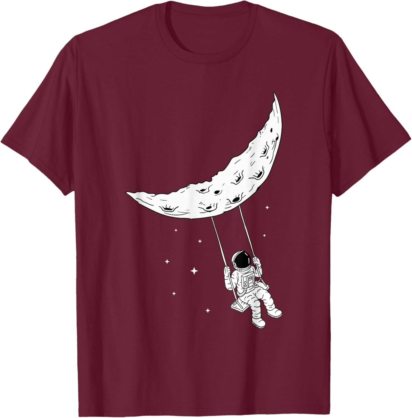 Moon Swing Man On The Moon - Space Astronomy Astronaut T-Shirt - T-Shirt | Maroon