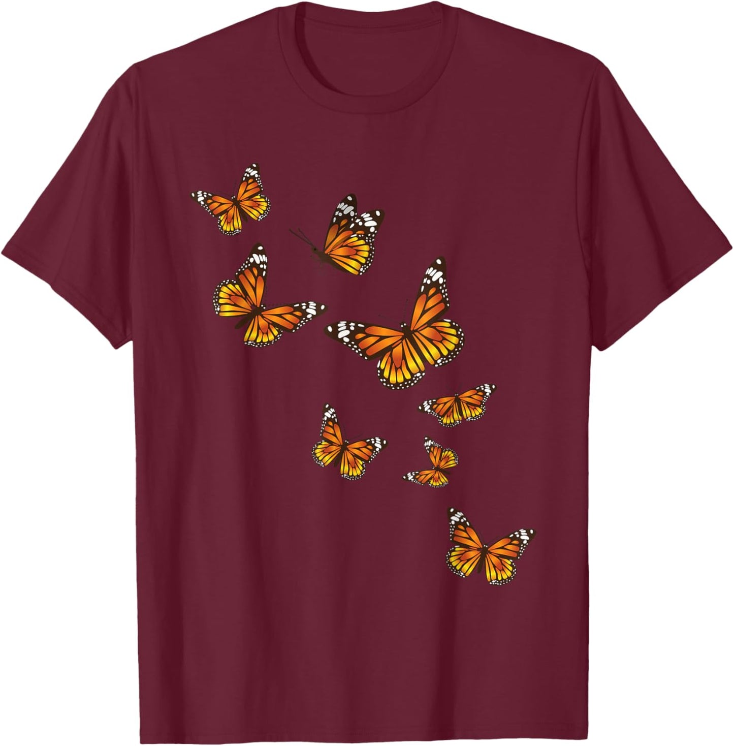 Flying Butterflies - Butterfly Lover Gardener Entomologist Small T-Shirt - T-Shirt | Maroon