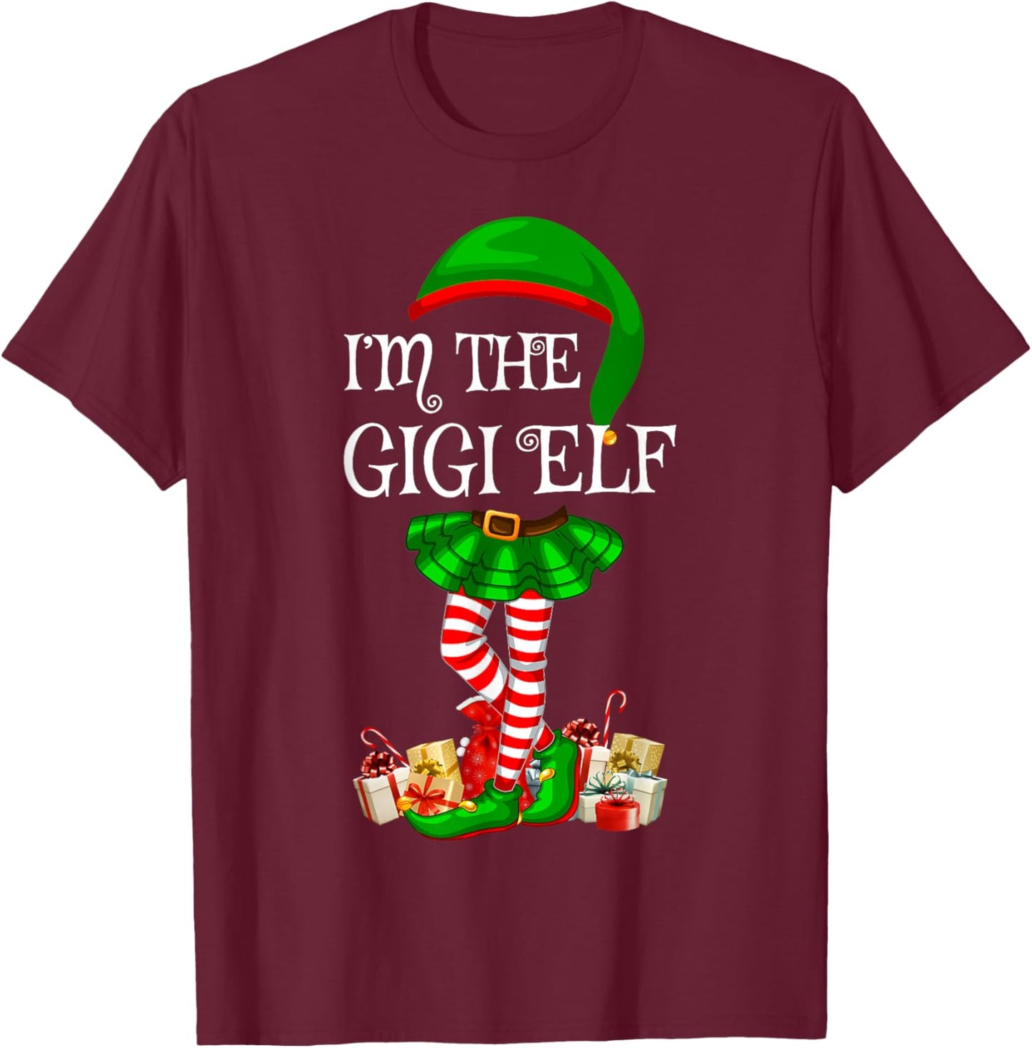 Matching Family Group I'm The Gigi Elf Christmas T-Shirt - T-Shirt | Maroon