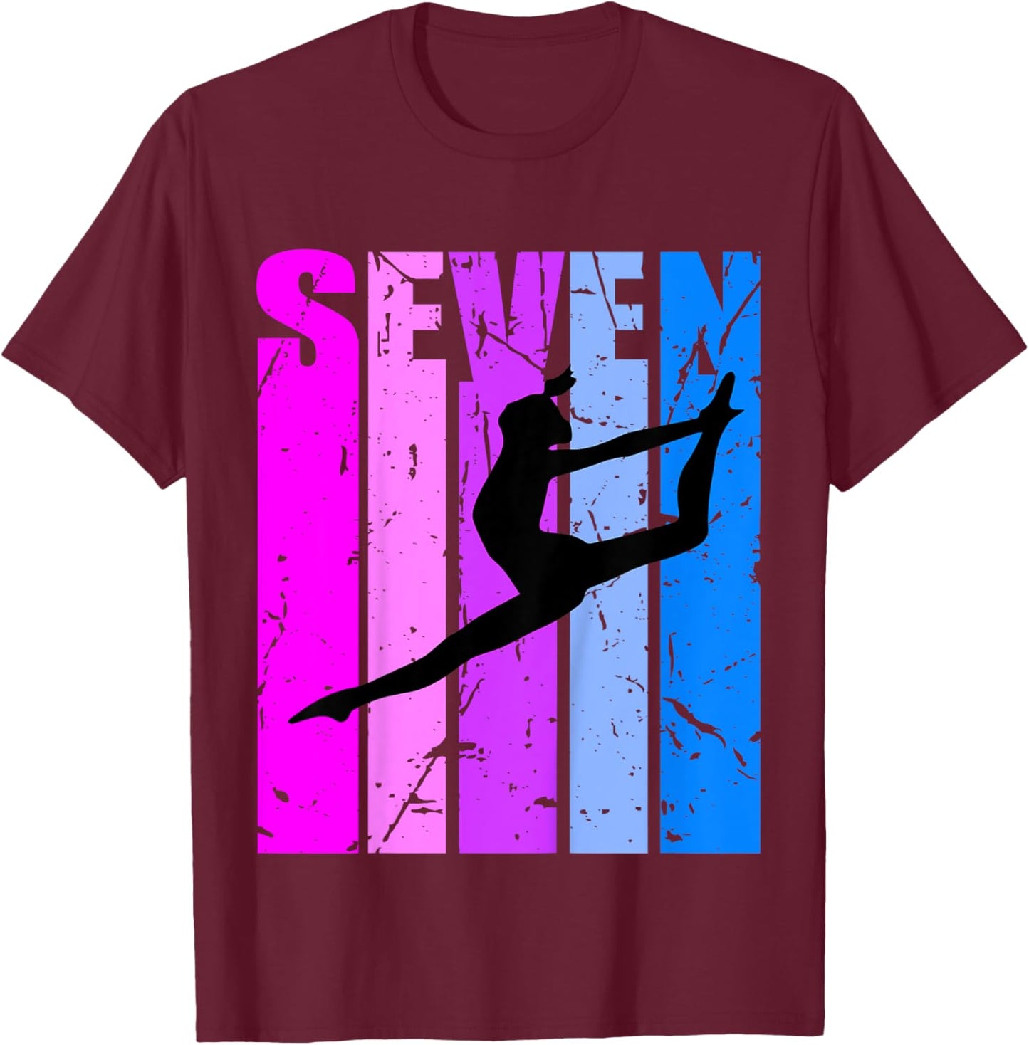 Kids Girls Gymnastics 7th Birthday Dance Dancing Gymnast Ballet T-Shirt - T-Shirt | Maroon