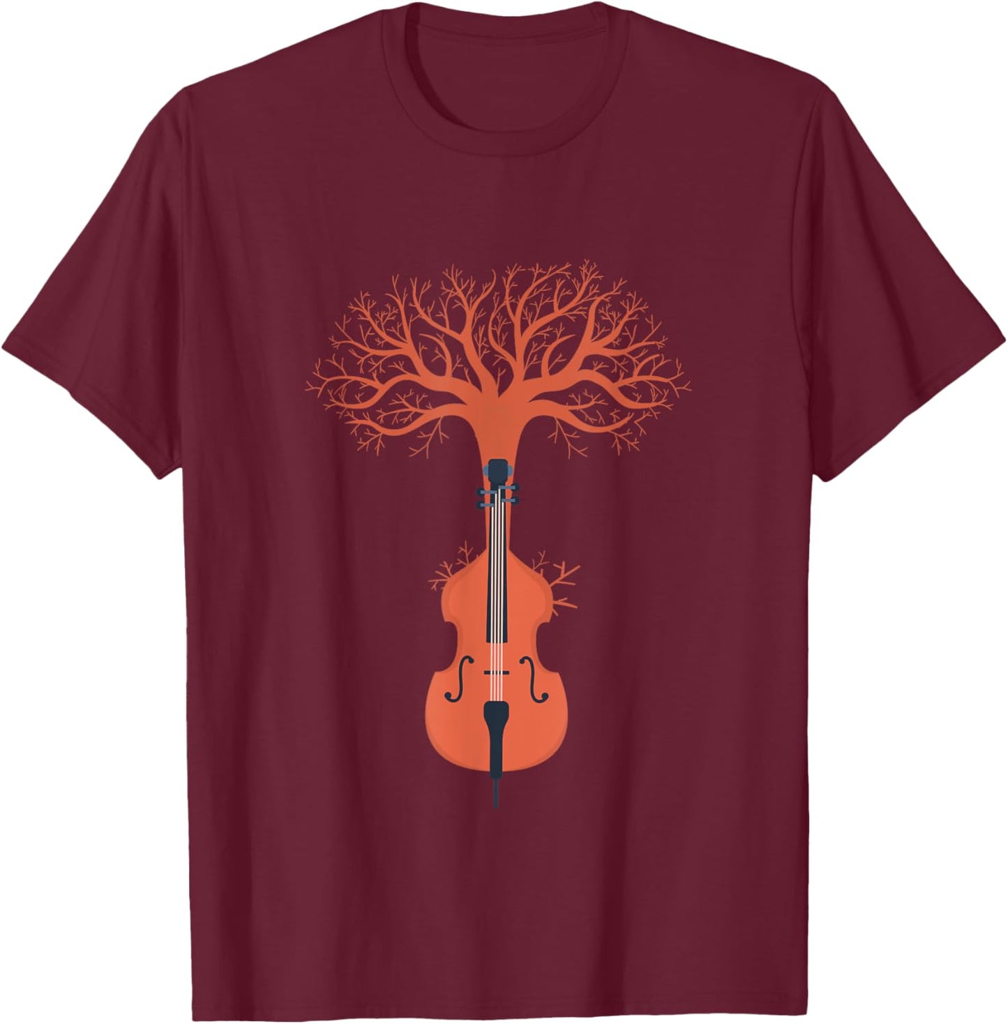 Cello Player Baum Natur T-Shirt - T-Shirt | Maroon