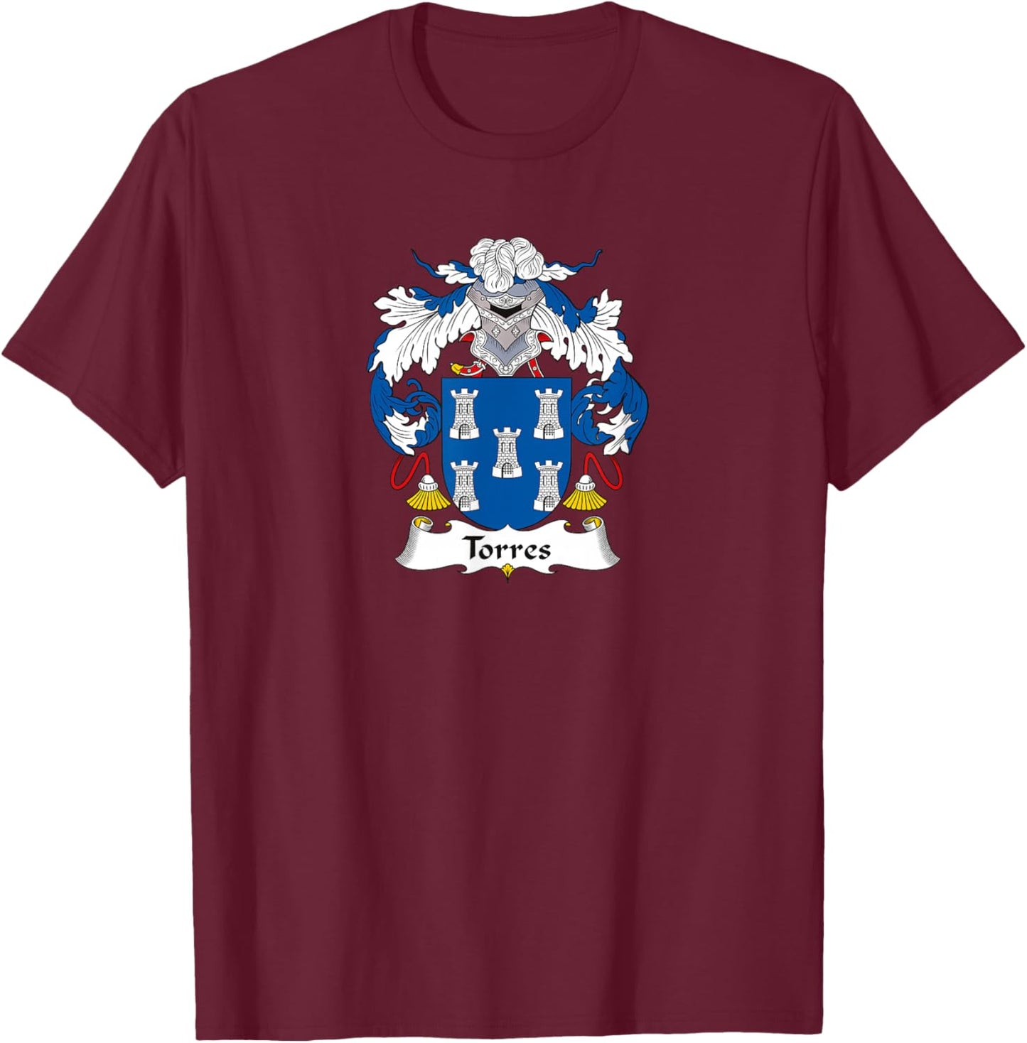 Torres Coat of Arms - Family Crest T-Shirt - T-Shirt | Maroon