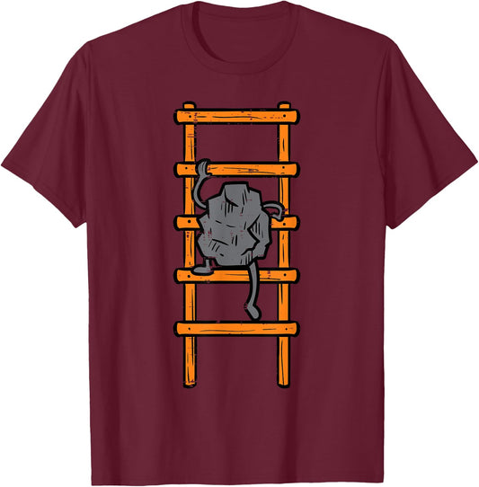 Rock Climbing Ladder Funny Climber Bouldering Kids Men Women T-Shirt - T-Shirt | Maroon
