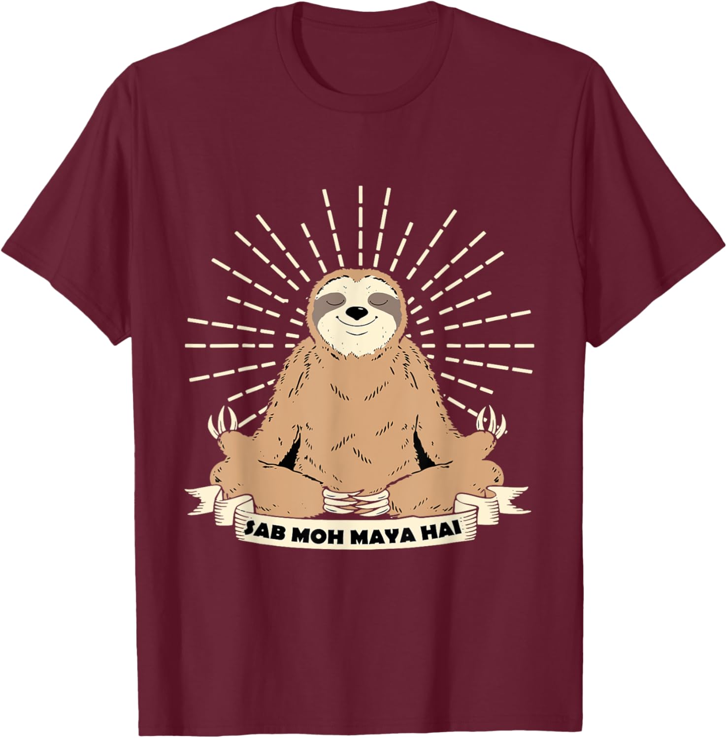 Sab Moh Maya Hai Meditation Hindi Slogan T-Shirt - T-Shirt | Maroon