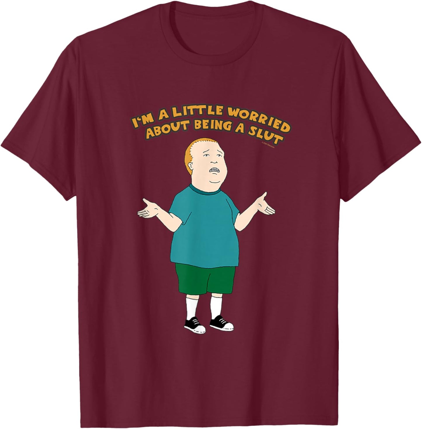 King of The Hill Bobby A Little Worried T-Shirt - T-Shirt | Maroon