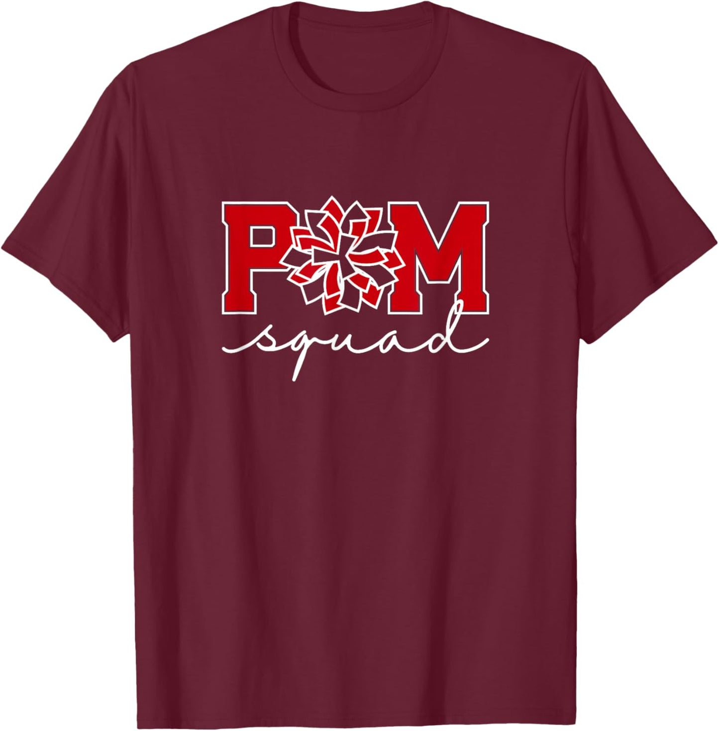 Pom Squad for Dance, Cheer, Spirit Squad Red T-Shirt - T-Shirt | Maroon