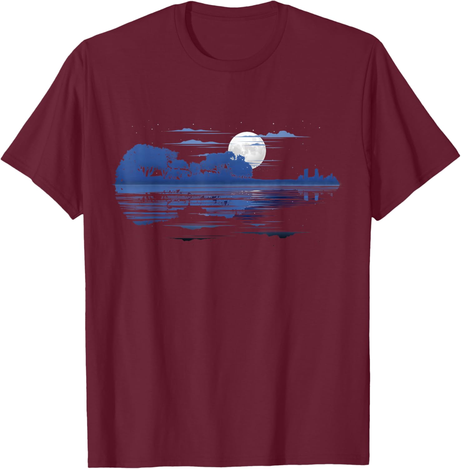 Violin Landscape Lake Violinists T-Shirt - T-Shirt | Maroon