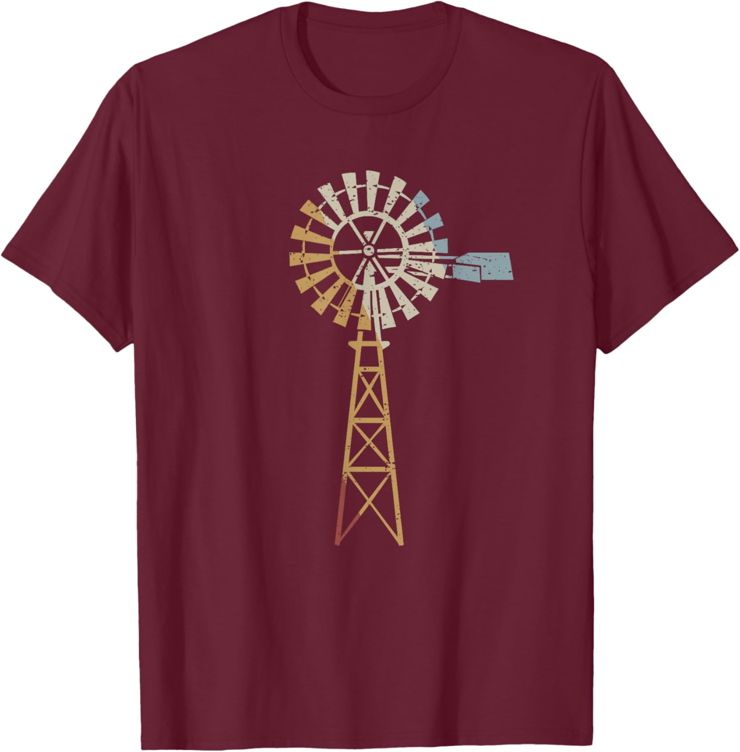 Windmill Retro Style Vintage T-Shirt - T-Shirt | Maroon