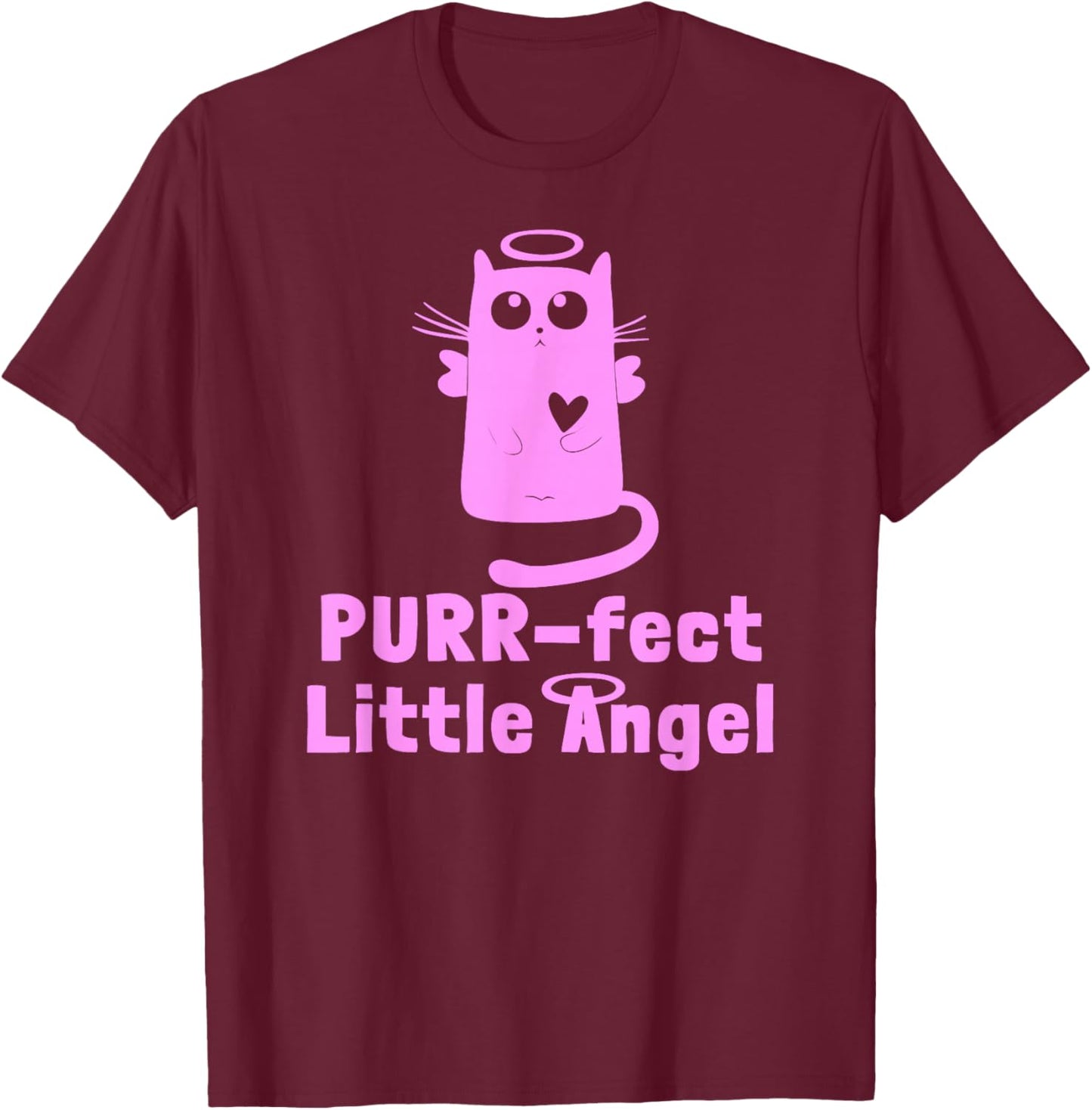 Kitty Angel Kitten Cat Purr-fect Little Angel Perfect Halo T-Shirt - T-Shirt | Maroon