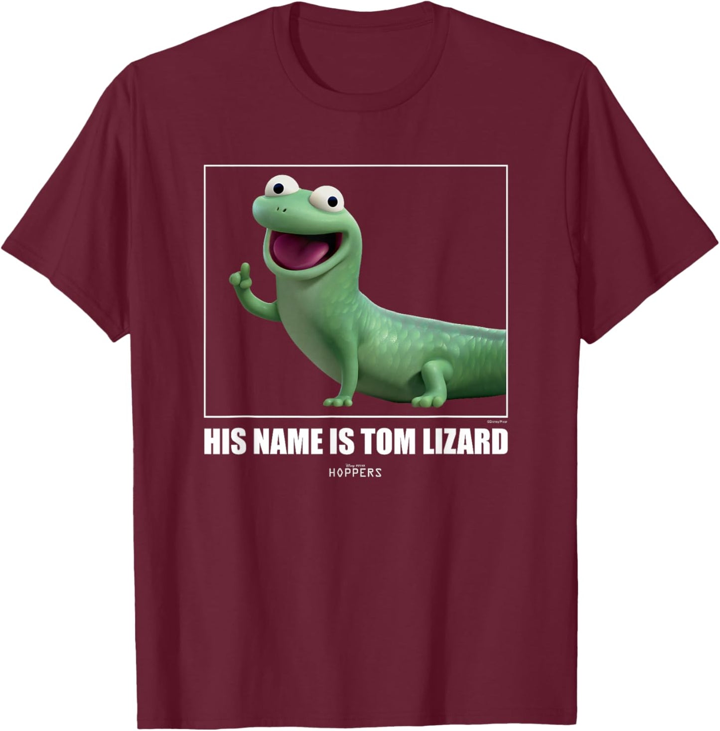 Disney Pixar Hoppers Tom Lizard Cute 3D Character Aesthetic T-Shirt - T-Shirt | Maroon
