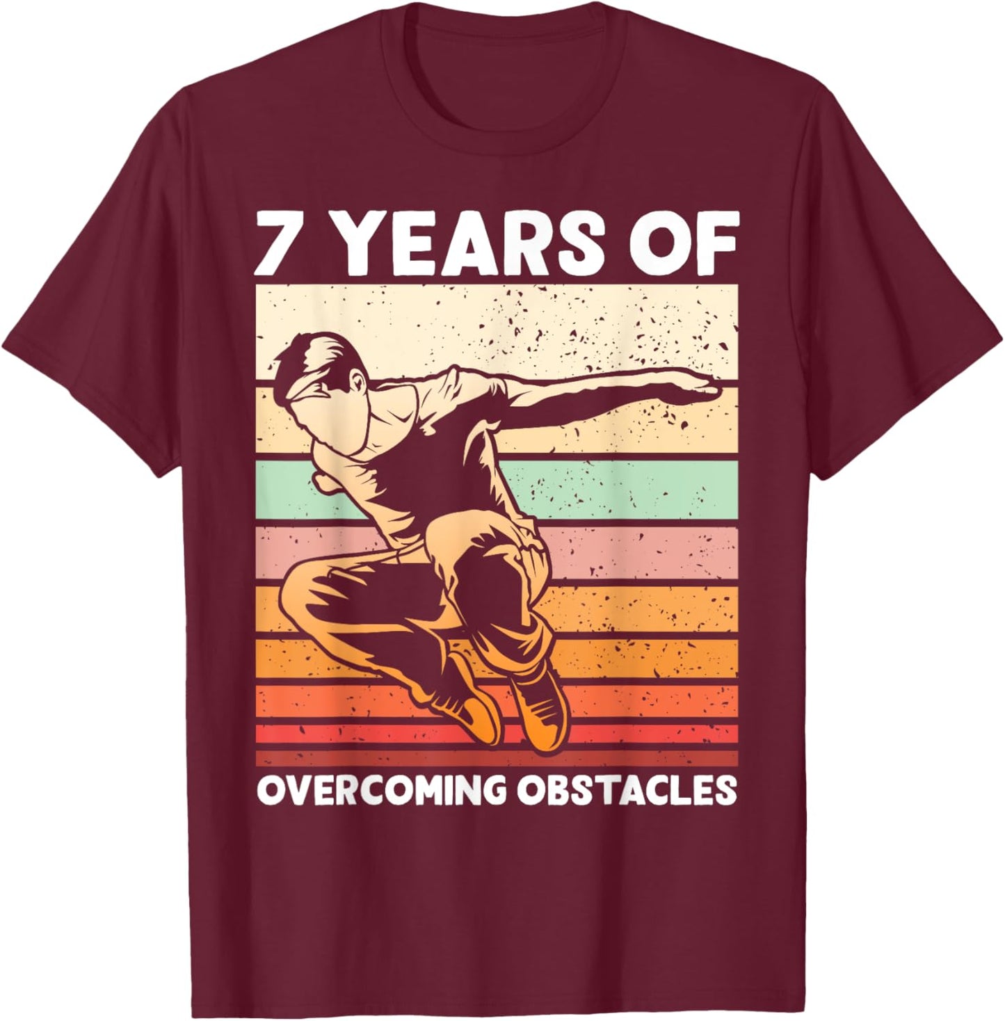 Vintage Parkour 7th Birthday 7 year old Boy Seventh 7yr old T-Shirt - T-Shirt | Maroon