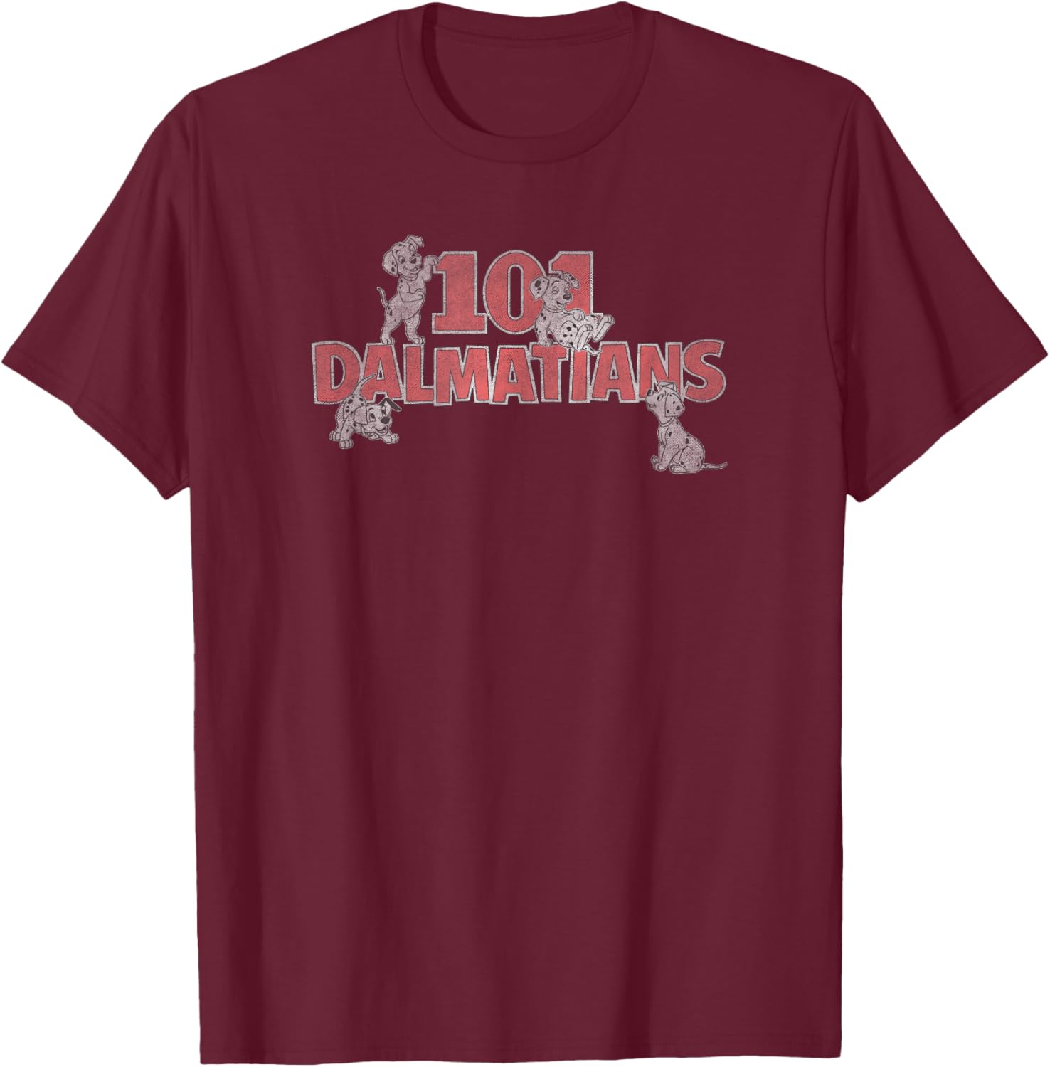 Disney 101 Dalmatians Vintage Puppy Group Logo T-Shirt - T-Shirt | Maroon