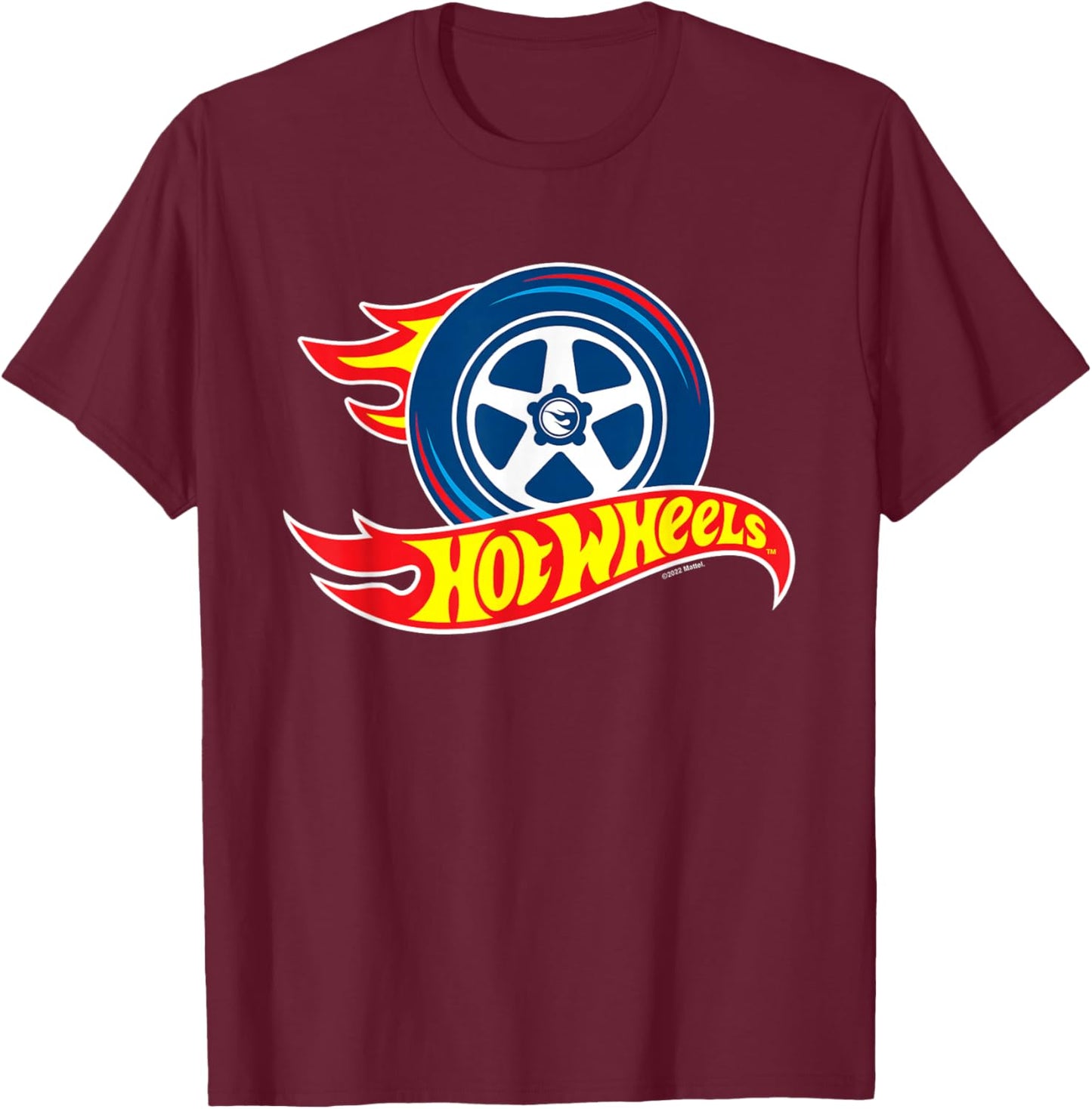 Hot Wheels - Flaming Tire Logo T-Shirt - T-Shirt | Maroon