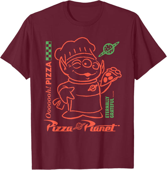Disney and Pixar's Toy Story Alien Ooooooh! Pizza Planet Art T-Shirt - T-Shirt | Maroon