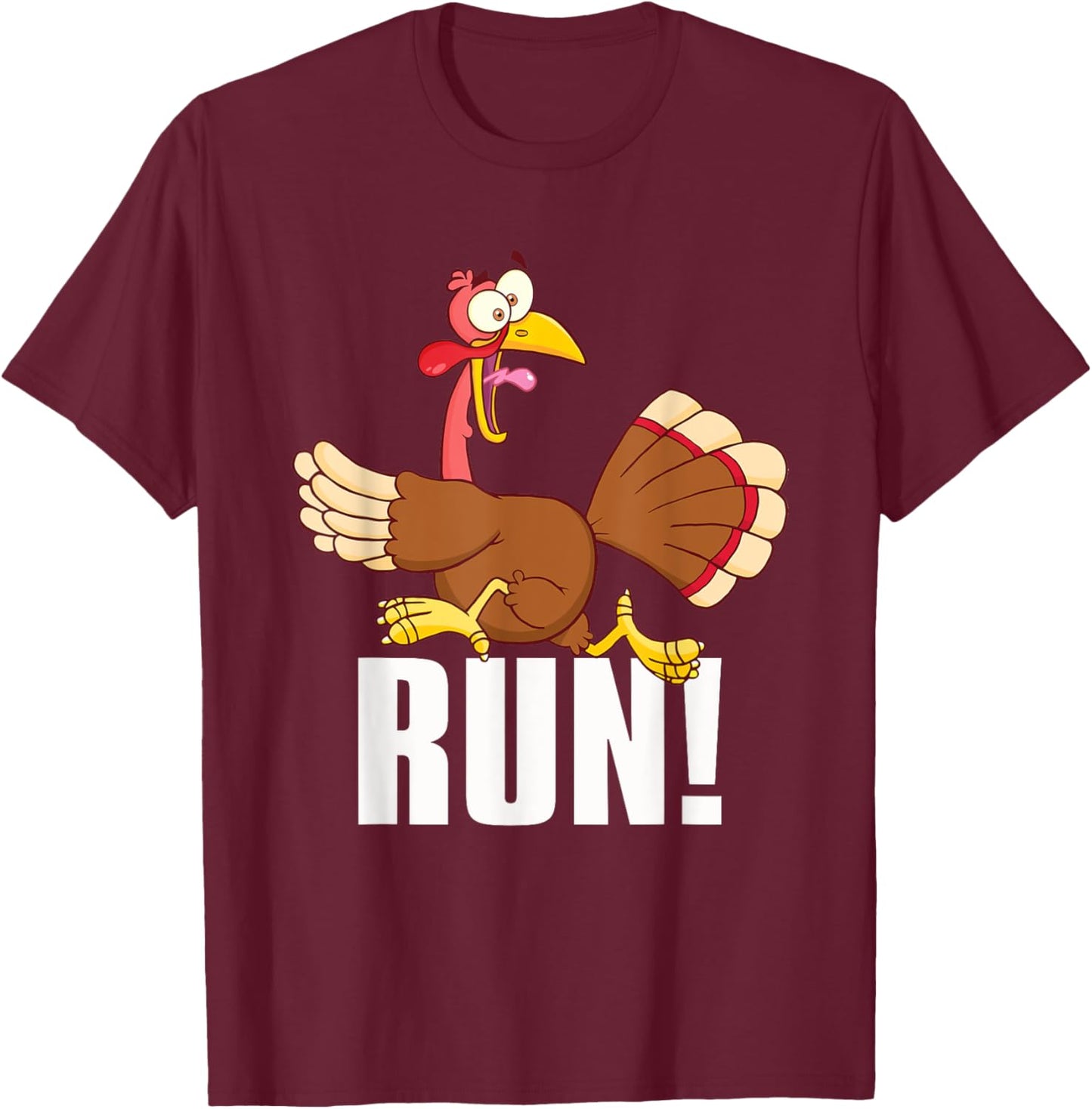 Run! Funny Thanksgiving Running 5k Race Turkey Trot T-Shirt - T-Shirt | Maroon