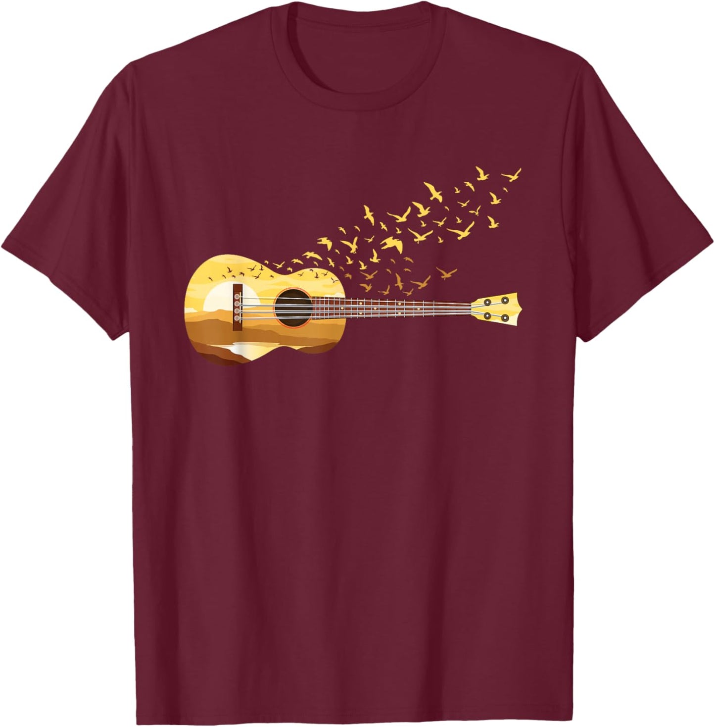Scenic Uke Guitar - Ukulele Lover Guitar Ukulelist T-Shirt - T-Shirt | Maroon