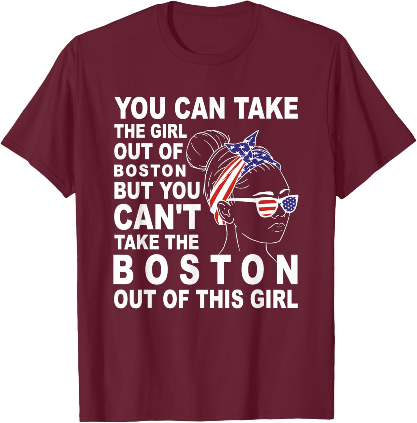 Girl From Boston - Classic Comic Boston Girl T-Shirt - T-Shirt | Maroon