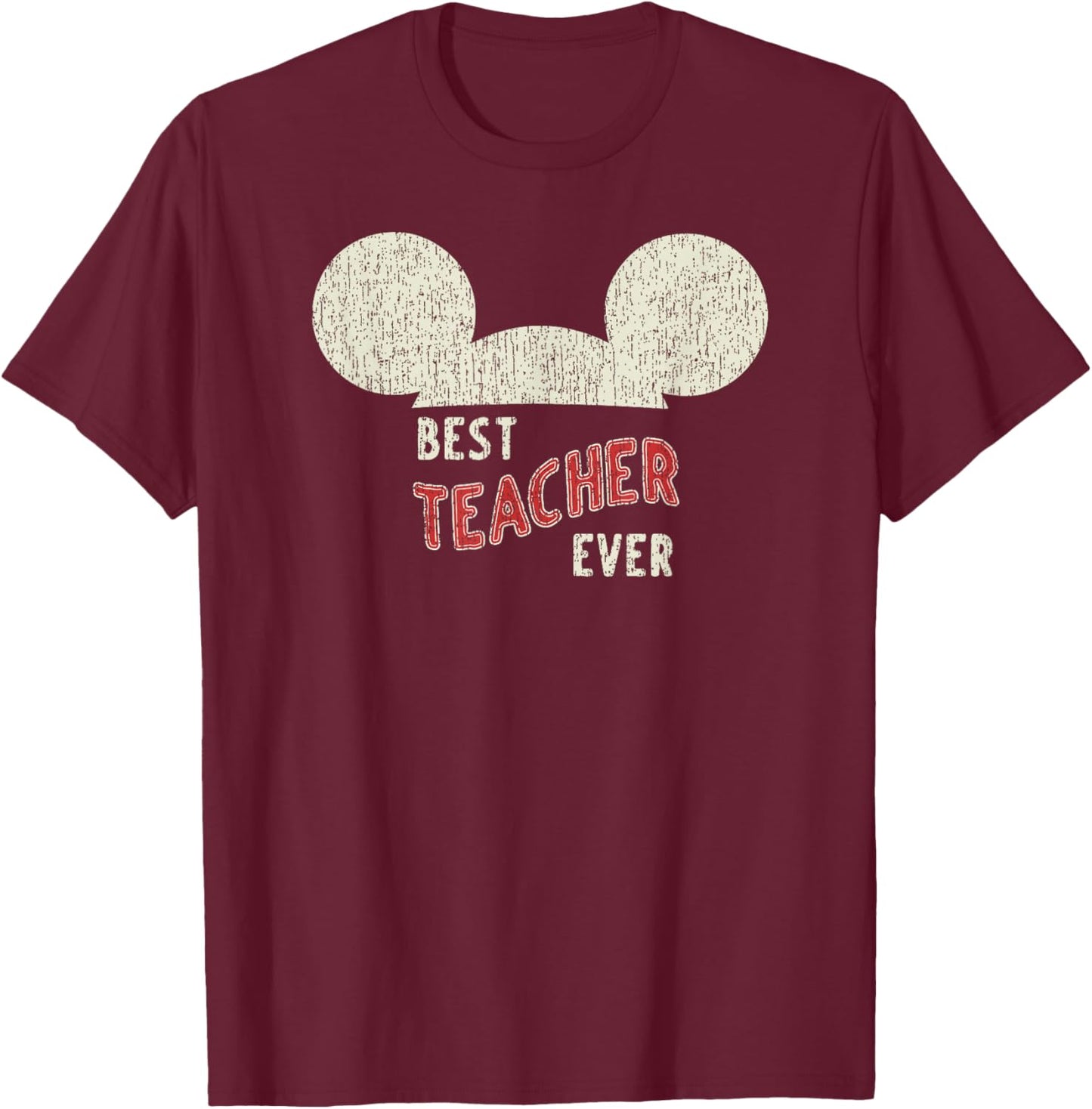 Disney Mickey Mouse Best Teacher Ever T-Shirt - T-Shirt | Maroon