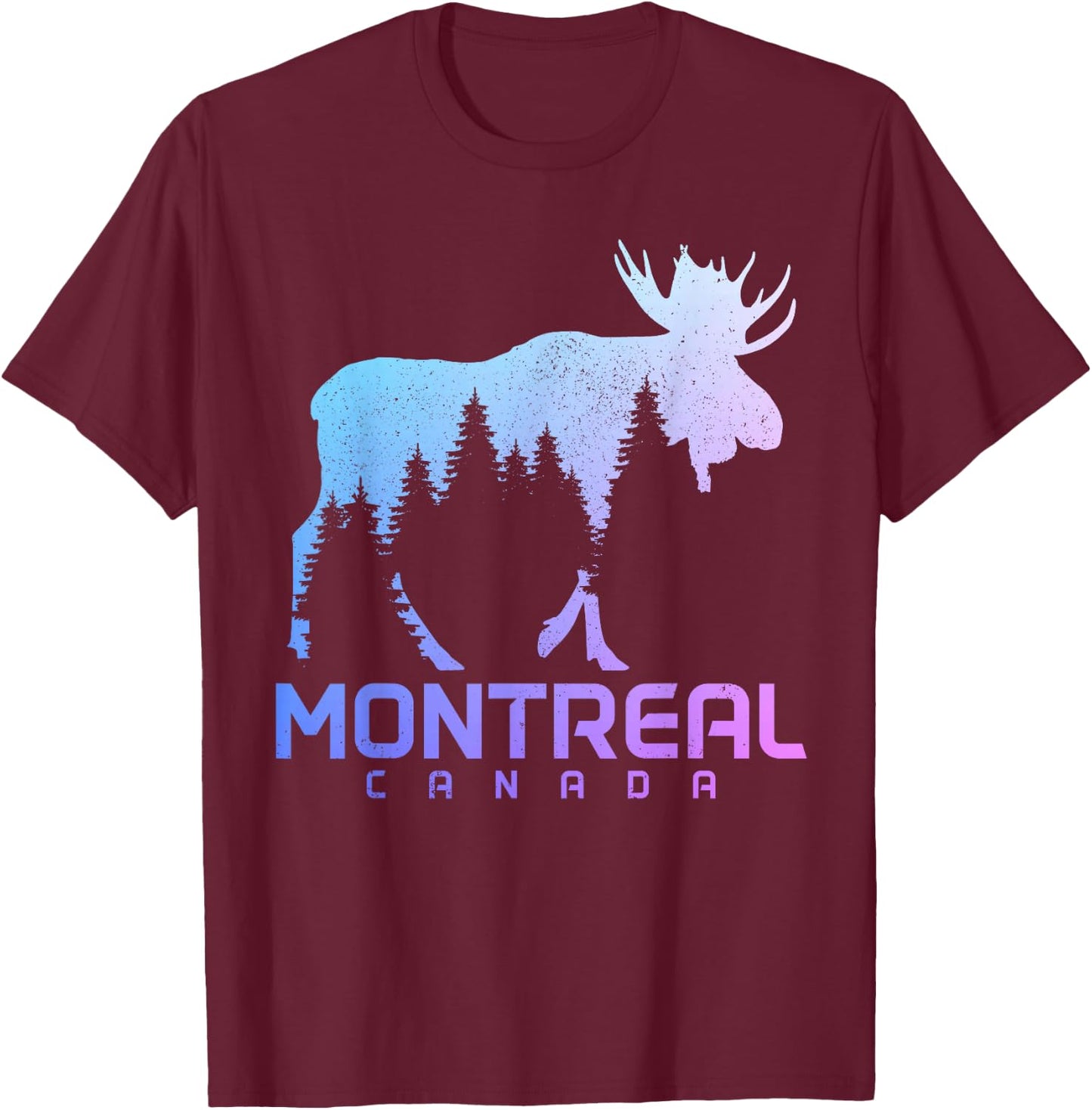 Montreal Quebec Canada Vintage Moose Souvenir T-Shirt - T-Shirt | Maroon