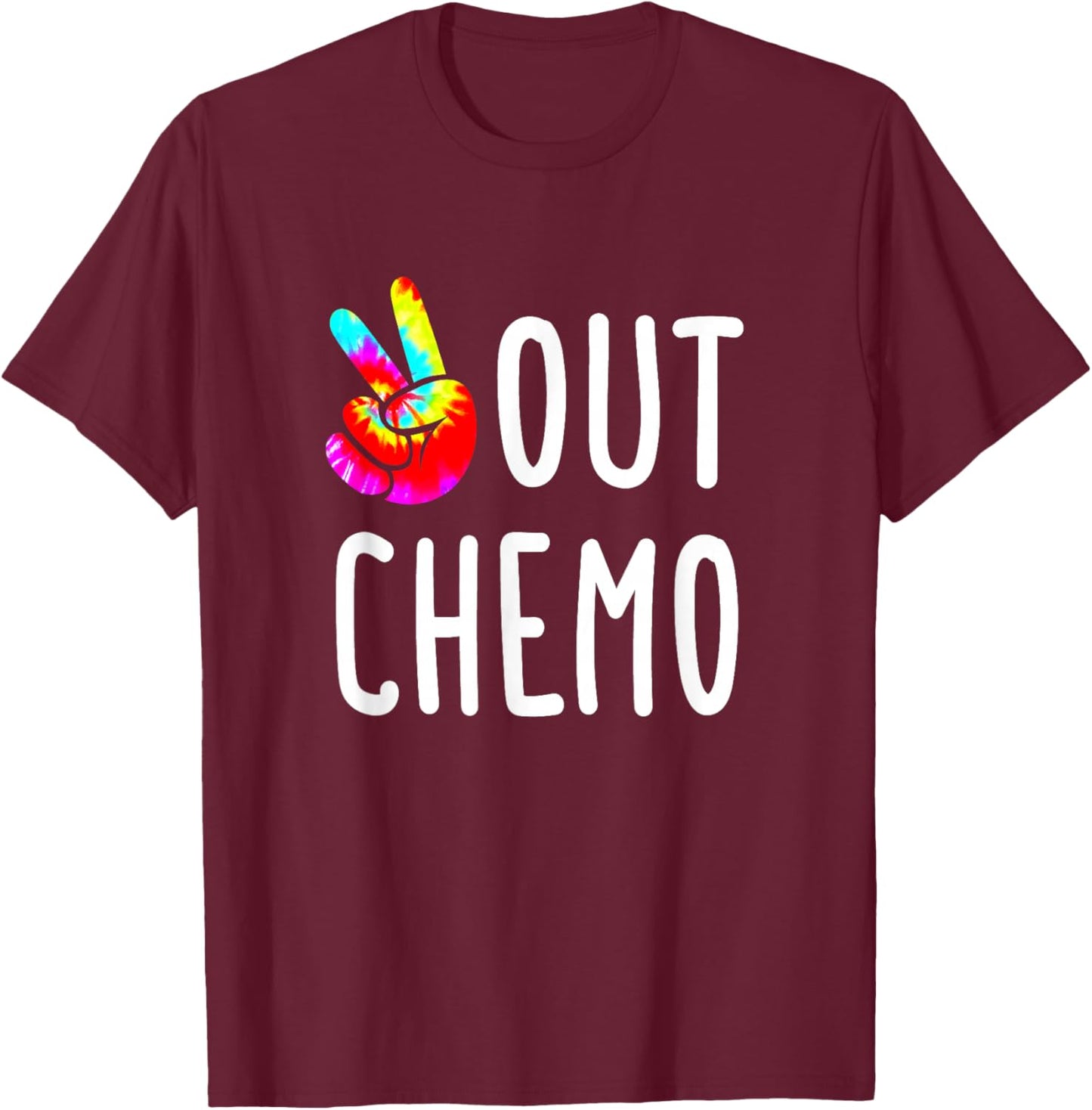 Peace Out Chemo Chemotherapy T-Shirt - T-Shirt | Maroon