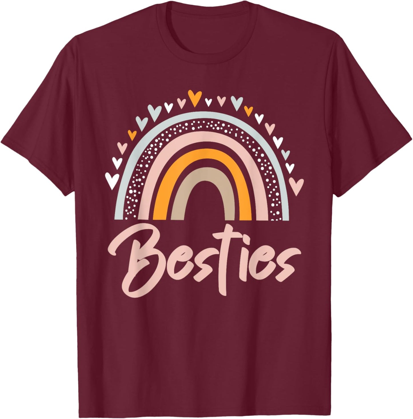 Besties BFF Heart Best Friends Bestie T-Shirt - T-Shirt | Maroon