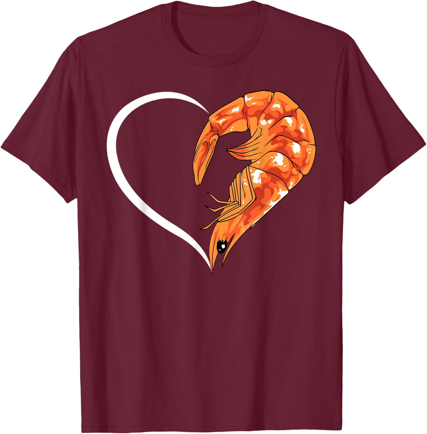 Shrimp Shirts Girls Kids Heart Cute Shrimp T-Shirt - T-Shirt | Maroon