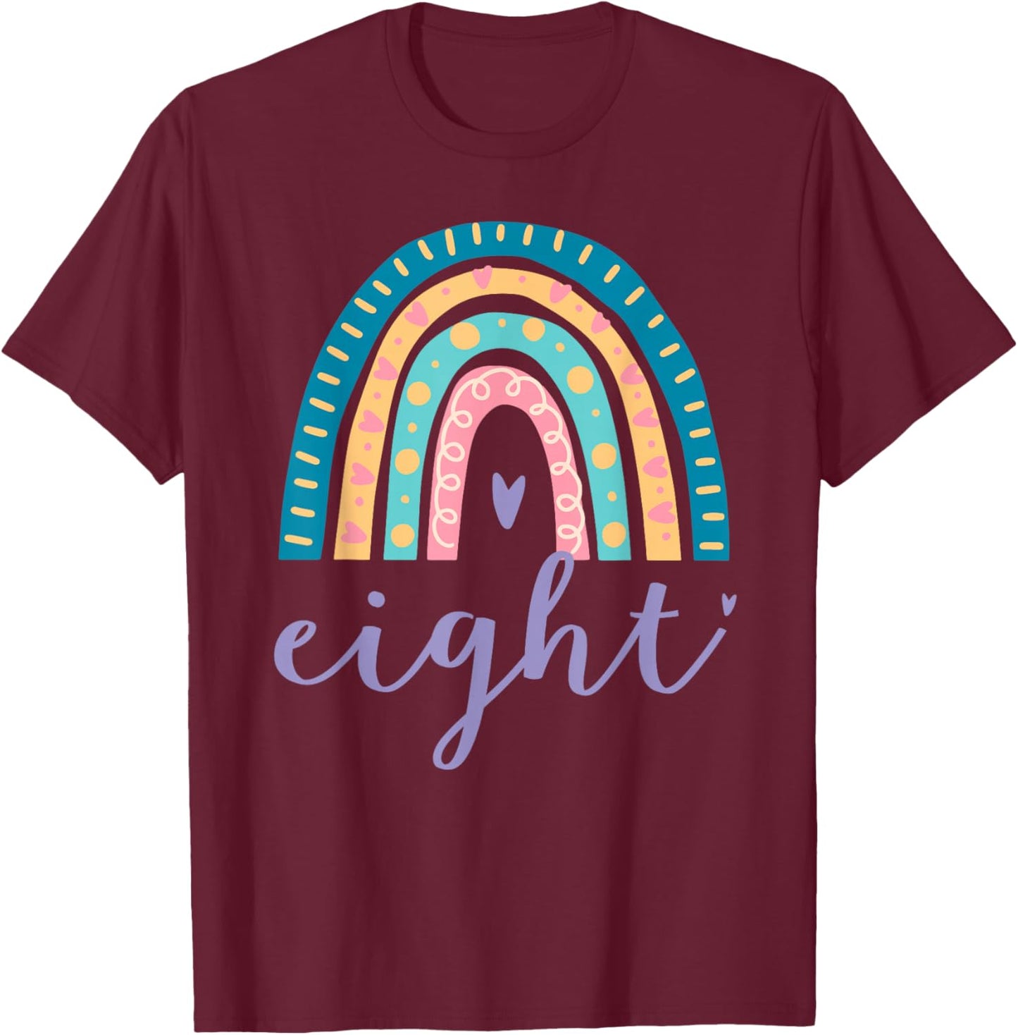 Eight Year Old Rainbow 8th Birthday Gifts for Girls 8 Bday T-Shirt - T-Shirt | Maroon