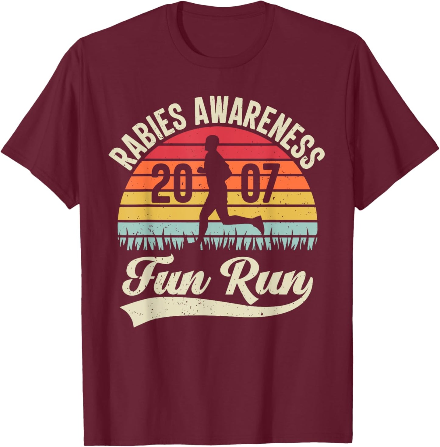 Rabies Awareness Fun Run Funny TV Comedy Running T-Shirt - T-Shirt | Maroon
