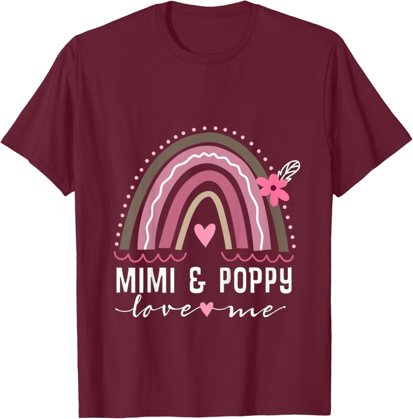 Kids Mimi and Poppy Love Me Granddaughter Rainbow T-Shirt - T-Shirt | Maroon