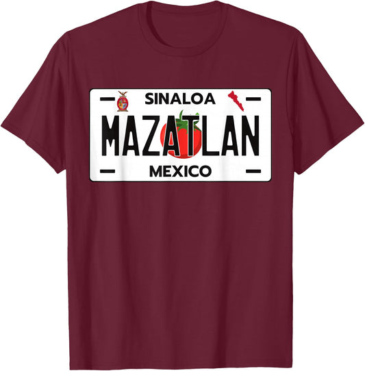 Mazatlan License Plate, Mazatlan Sinaloa, Mazatlan T-Shirt - T-Shirt | Maroon