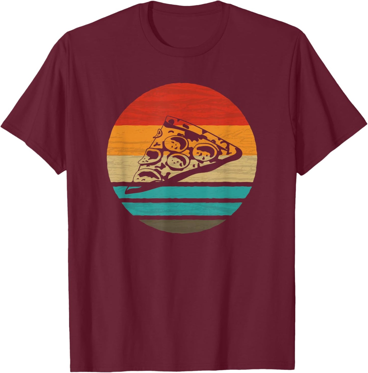 Pizza Piece Retro Style Vintage T-Shirt - T-Shirt | Maroon