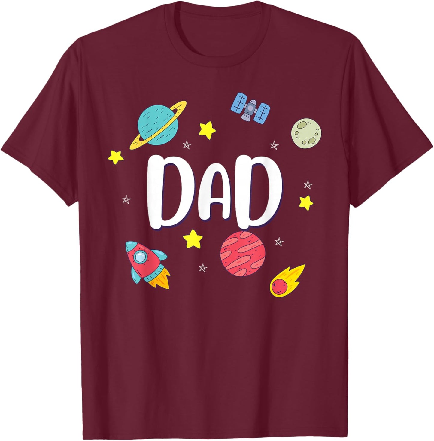 Dad Outer Space Galaxy Birthday for Family T-Shirt - T-Shirt | Maroon