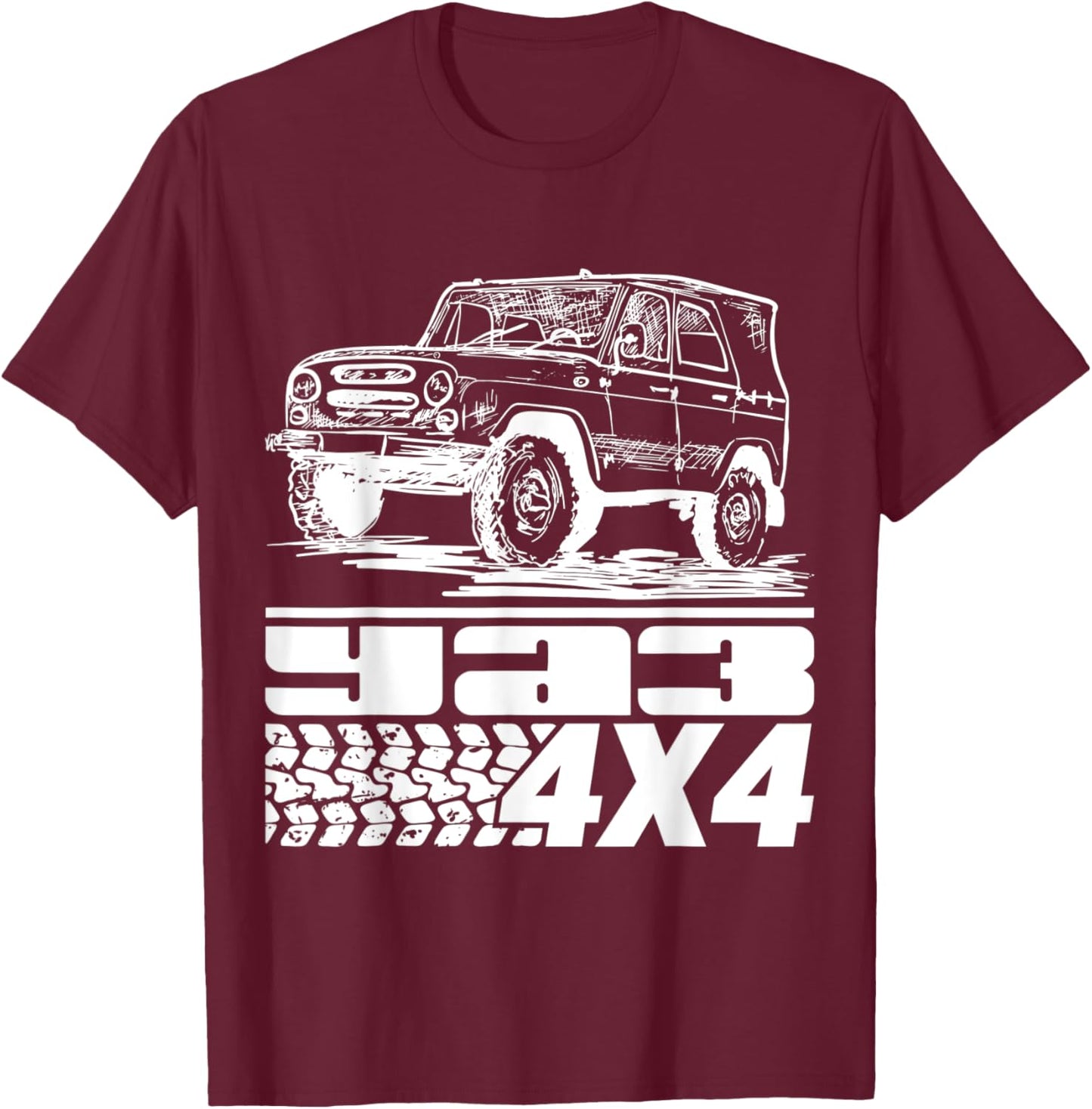 UAZ Offroad 4x4 4wd Utility Vehicle Russia USSR T-Shirt - T-Shirt | Maroon