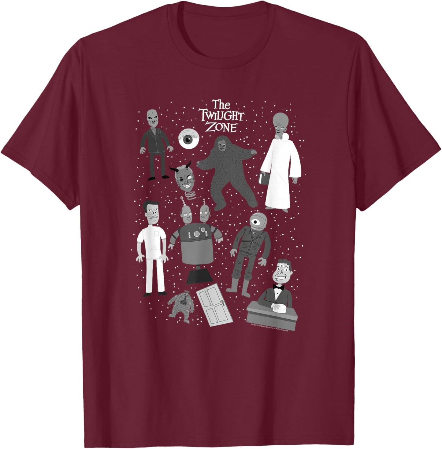 The Twilight Zone Classic Monsters Group Poster T-Shirt - T-Shirt | Maroon