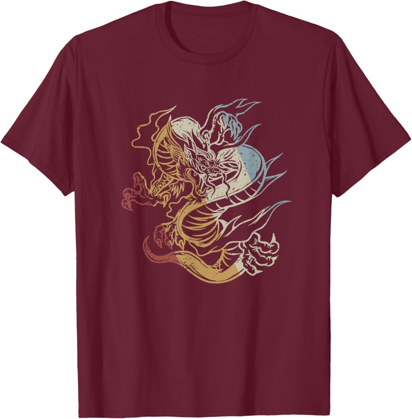 Dragon Retro Style Vintage T-Shirt - T-Shirt | Maroon