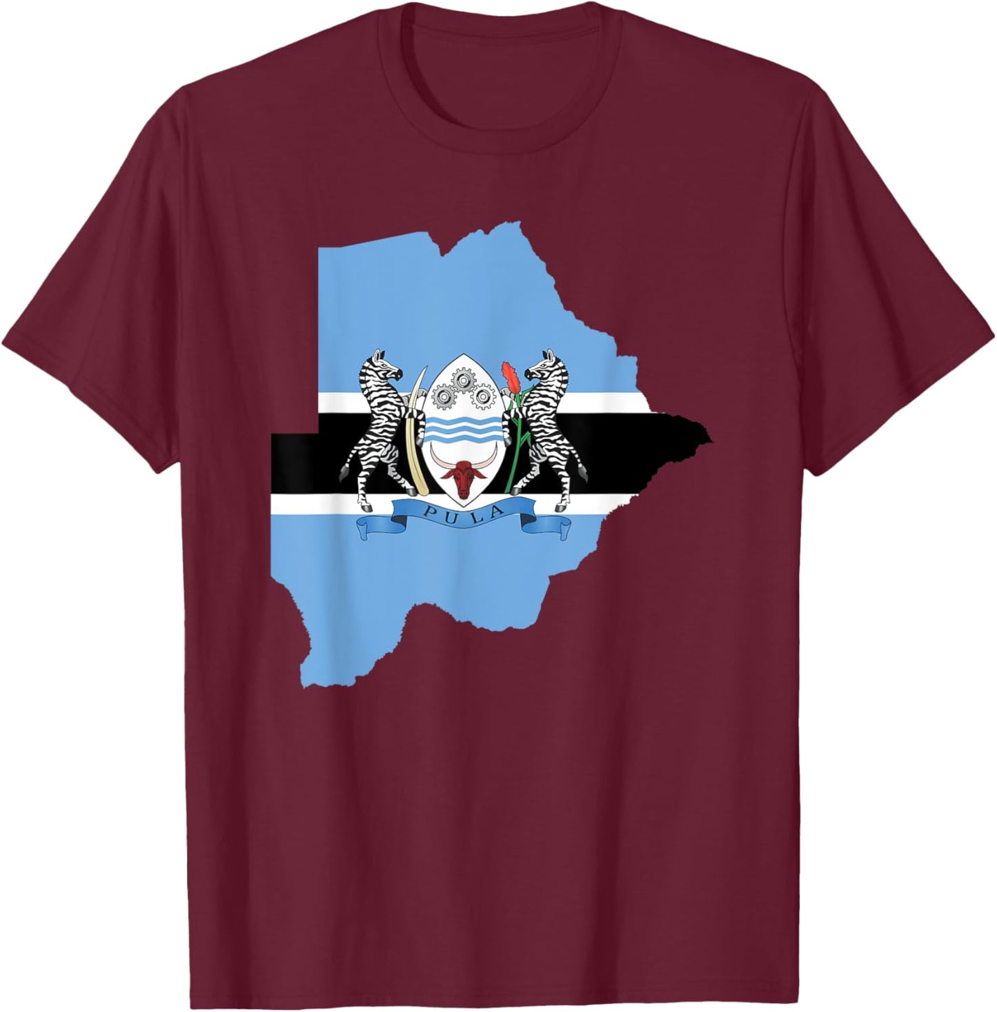 Botswana Flag T-Shirt - T-Shirt | Maroon