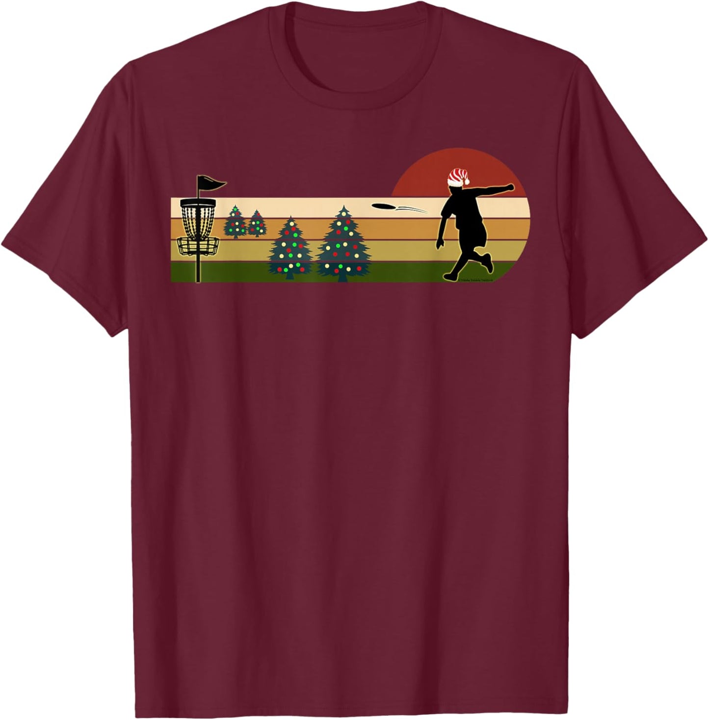 Christmas Holiday Disc Golf Sport T-Shirt - T-Shirt | Maroon