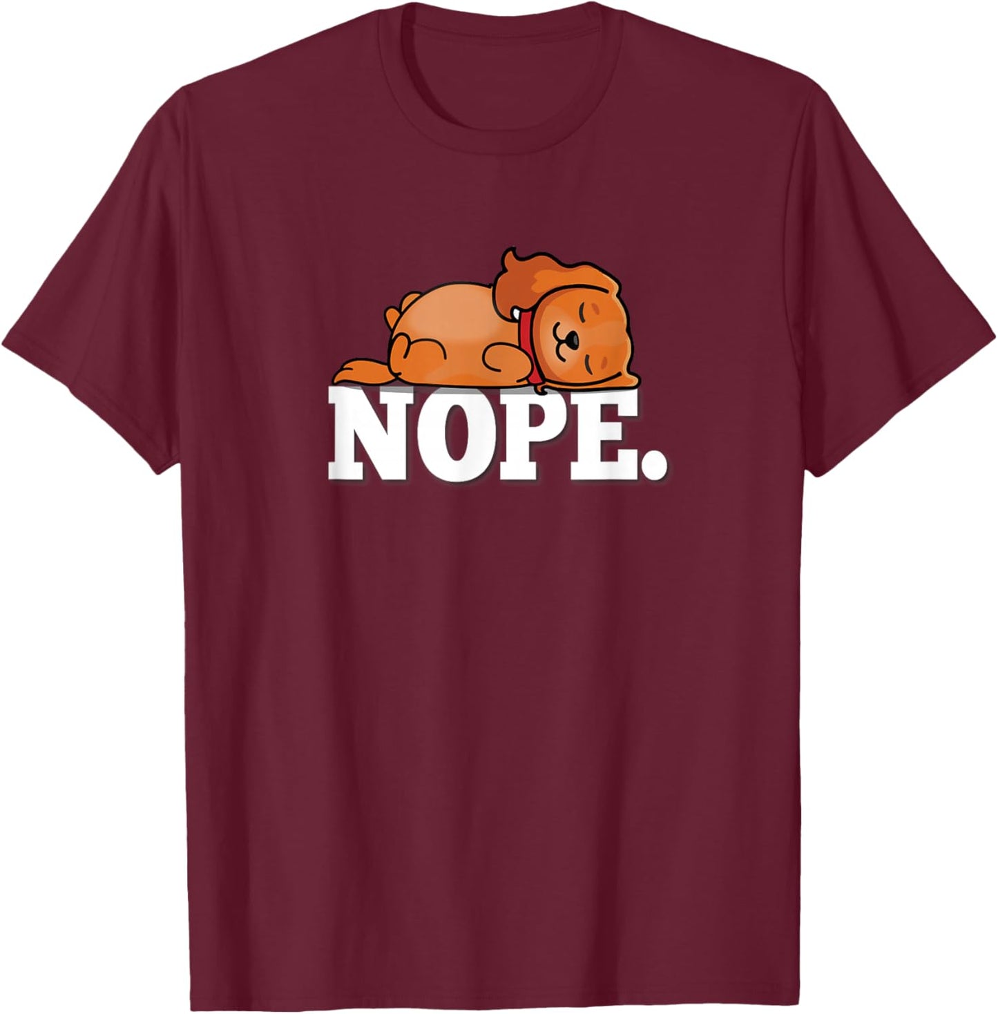 Funny Kawaii Kids Napping NOPE Ruby Cavalier Dog Lover T-Shirt - T-Shirt | Maroon