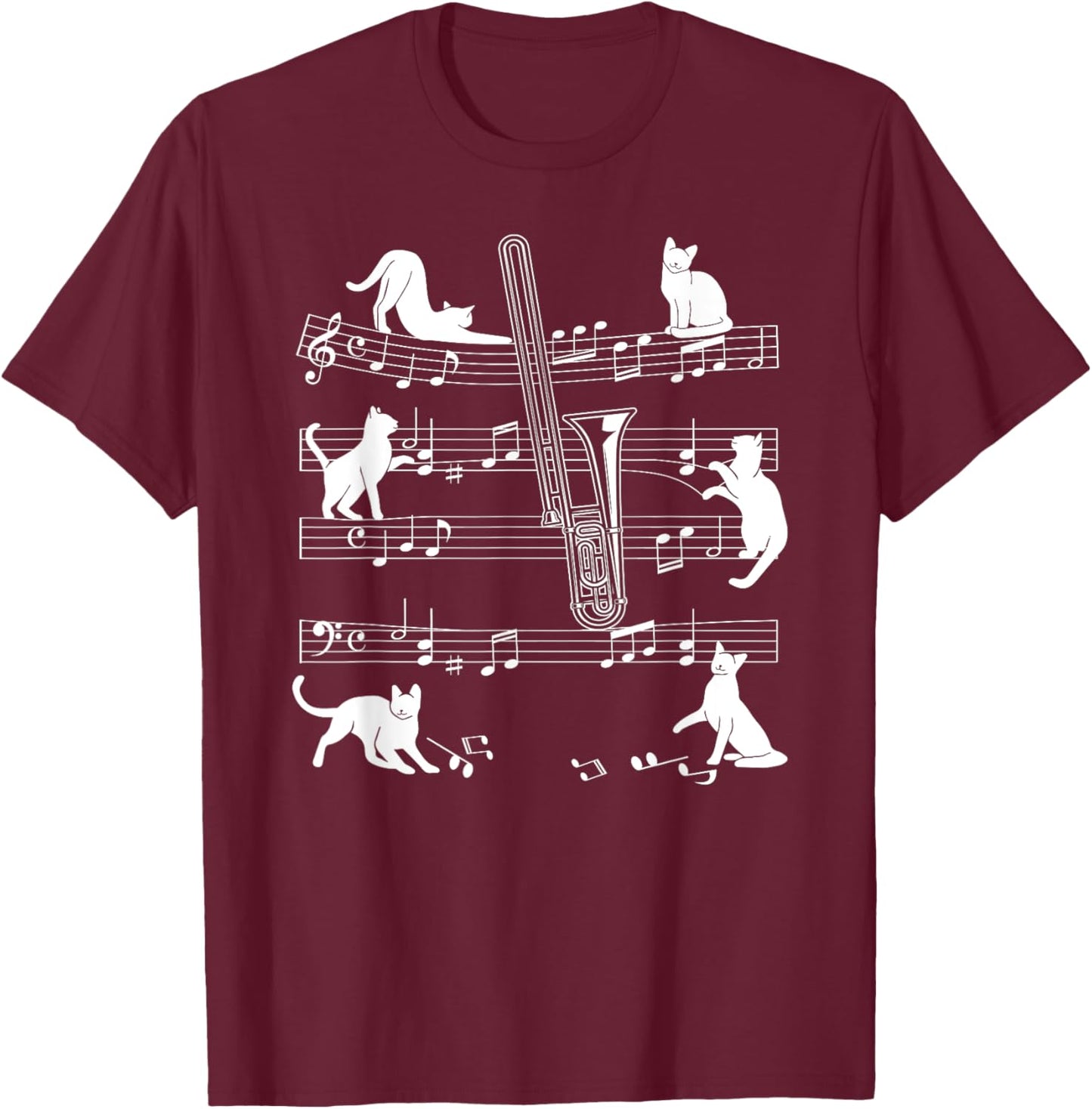 Trombonist Cats for Cat loving Trombone player T-Shirt - T-Shirt | Maroon