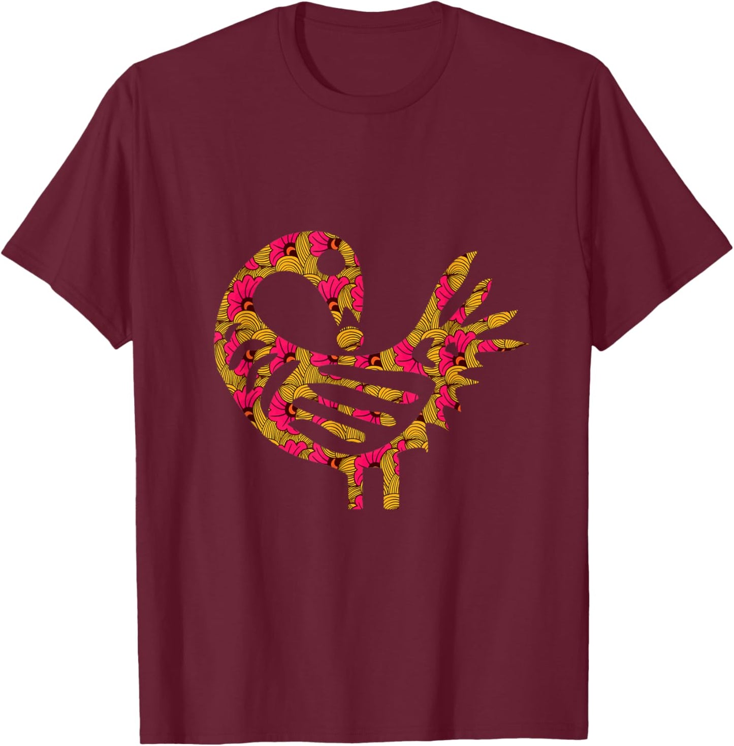 Sankofa Bird Creative Flower Afrocentric Adinkra Symbol T-Shirt - T-Shirt | Maroon