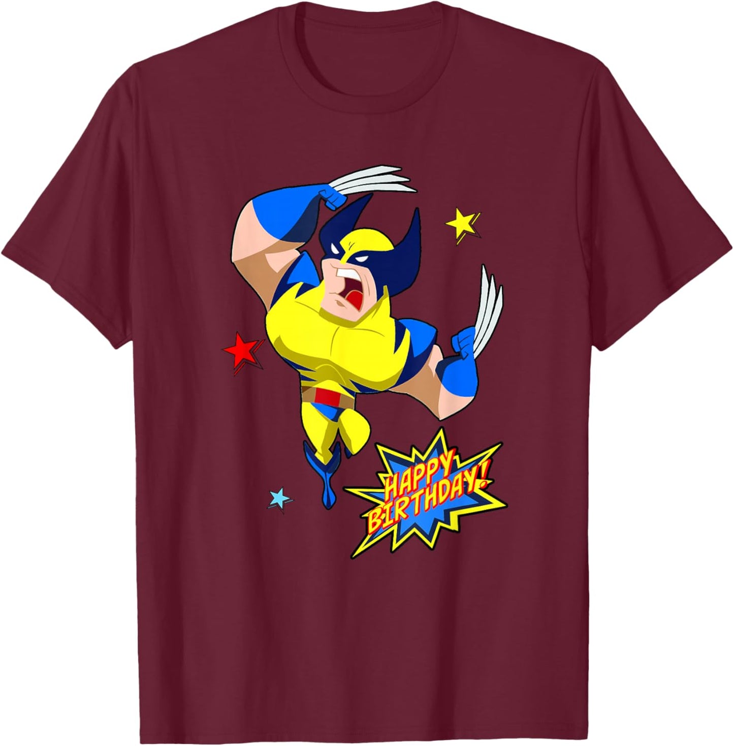 Marvel Wolverine Happy Birthday Comic Poster T-Shirt - T-Shirt | Maroon