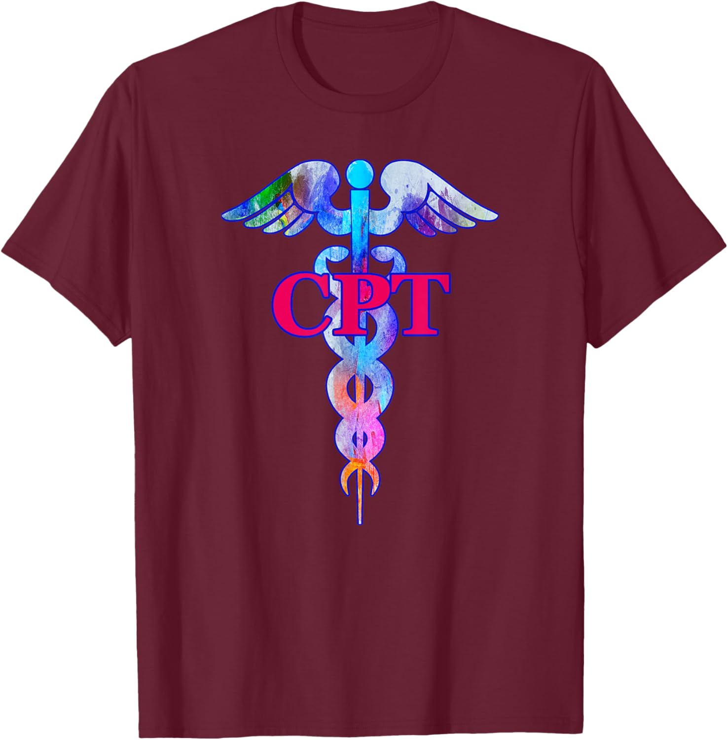 Certified Phlebotomy Technician CPT Caduceus Medical Symbol T-Shirt - T-Shirt | Maroon